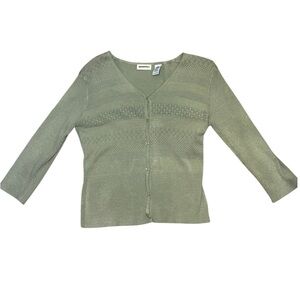 Vintage White Stag Y2K‎ 90’s Cottagecore Green Button-Down Cardigan Sweater Sz M
